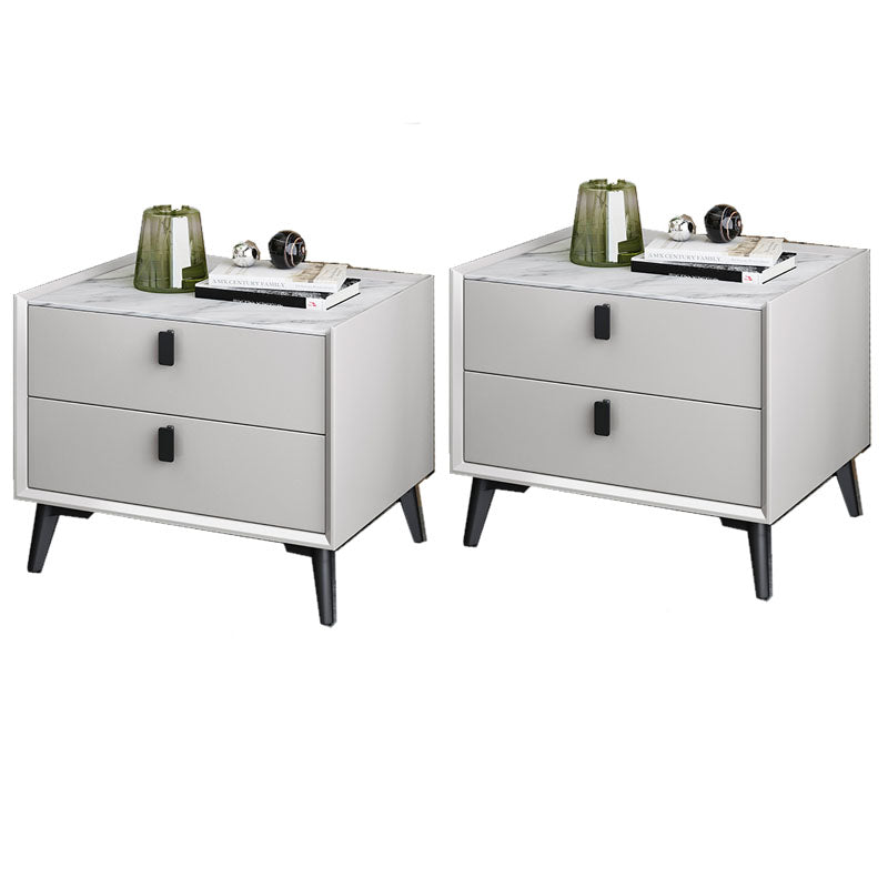 Faux Marble and Solid Wood Nightstand Contemporary Legs Included Bed Nightstand Drawers Ivory 2 Piece Set Clearhalo 'Bedroom Furniture' 'furn' 'furn_night_stand' 'Furniture' 'night_stand' 'Nightstands' 5798049