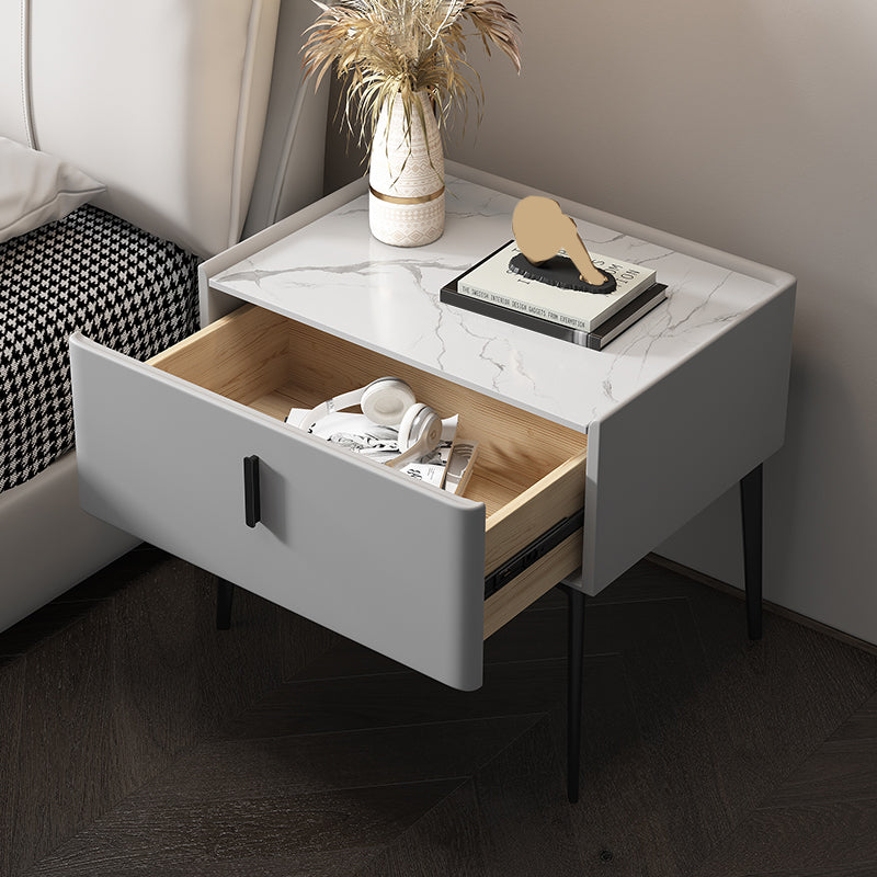 Mesa de acento contemporánea Mesa de mármol genuino y de cuero sintético