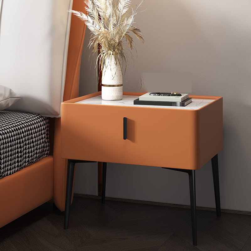 Mesa de acento contemporánea Mesa de mármol genuino y de cuero sintético