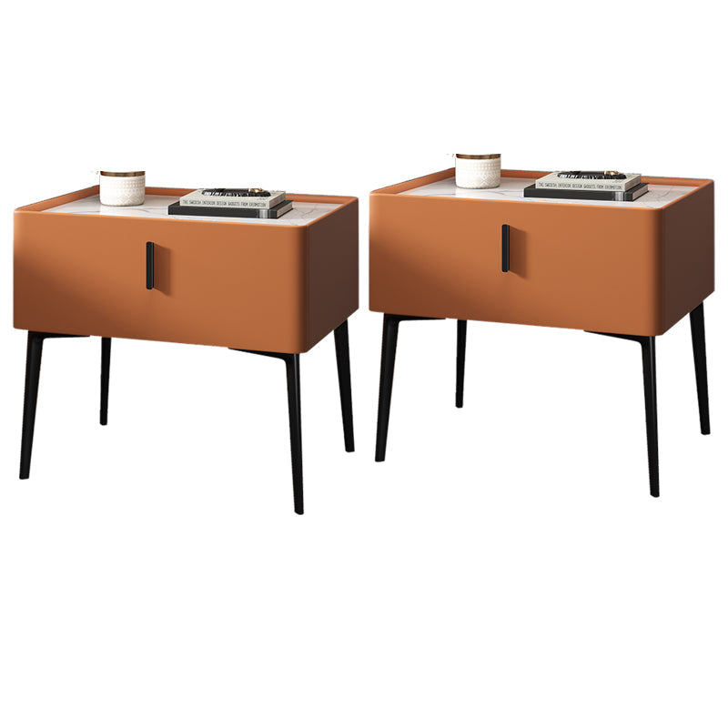 Mesa de acento contemporánea Mesa de mármol genuino y de cuero sintético