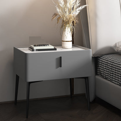 Mesa de acento contemporánea Mesa de mármol genuino y de cuero sintético