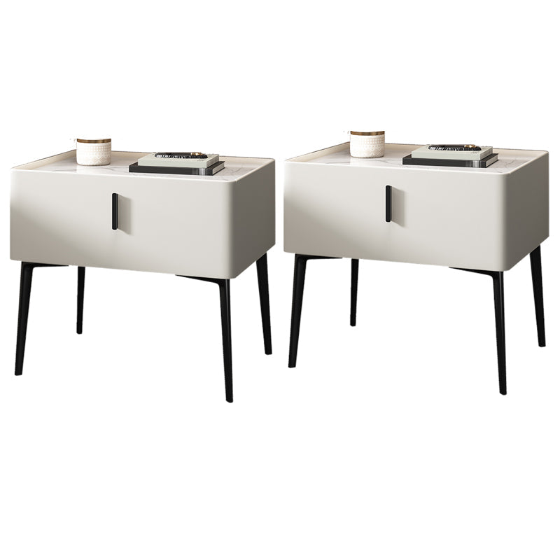 Mesa de acento contemporánea Mesa de mármol genuino y de cuero sintético