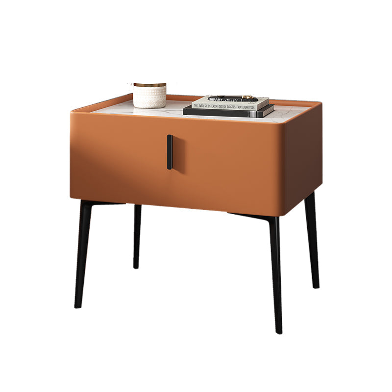 Mesa de acento contemporánea Mesa de mármol genuino y de cuero sintético