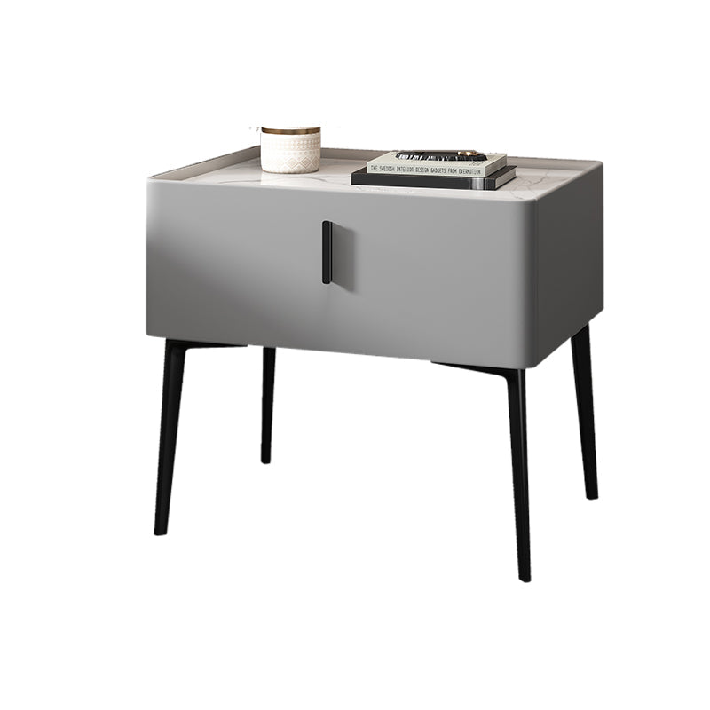 Mesa de acento contemporánea Mesa de mármol genuino y de cuero sintético