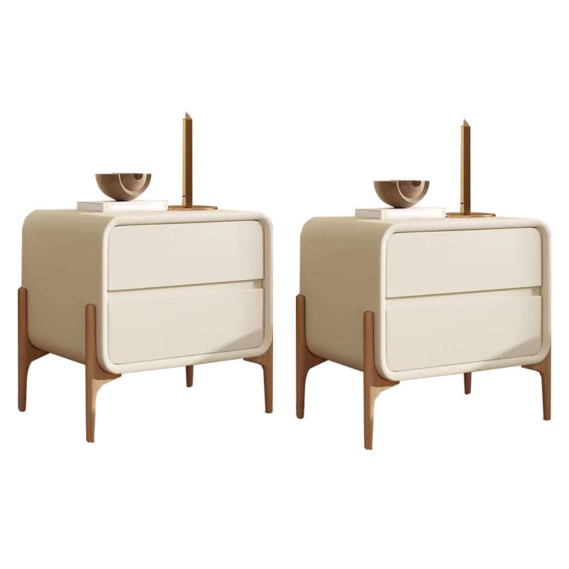 Mobile da comodino in pelle per tavolo da notte contemporaneo con 2 cassetti