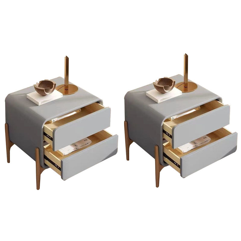 Mobile da comodino in pelle per tavolo da notte contemporaneo con 2 cassetti