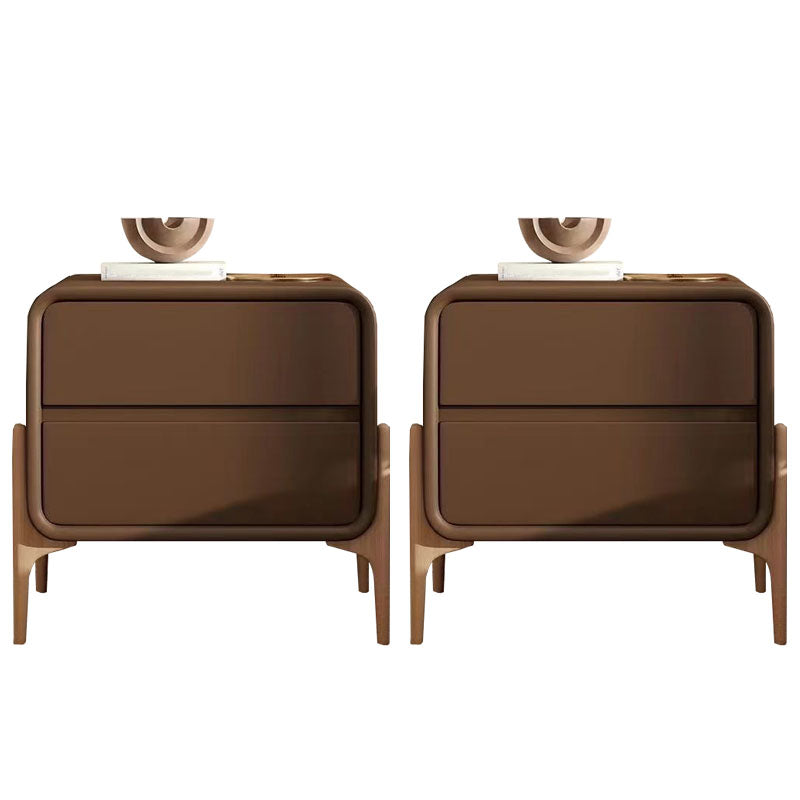 Mobile da comodino in pelle per tavolo da notte contemporaneo con 2 cassetti