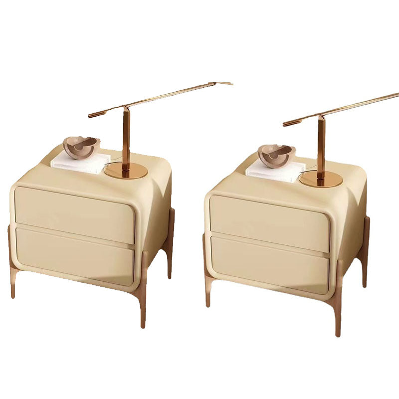 Mobile da comodino in pelle per tavolo da notte contemporaneo con 2 cassetti