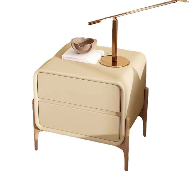 Mobile da comodino in pelle per tavolo da notte contemporaneo con 2 cassetti