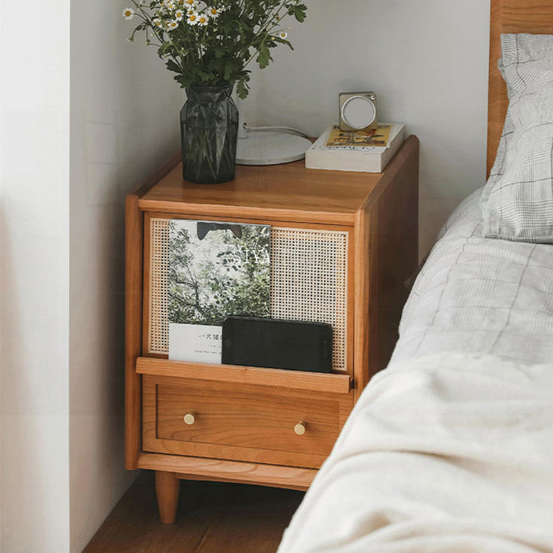 Wicker & Rattan Moderner Nachttisch Massivholz Aufbewahrung Nachttisch