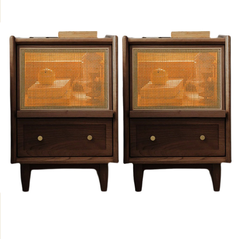 Wicker & Rattan Moderner Nachttisch Massivholz Aufbewahrung Nachttisch