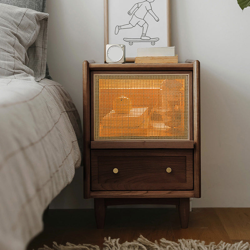 Wicker & Rattan Moderner Nachttisch Massivholz Aufbewahrung Nachttisch
