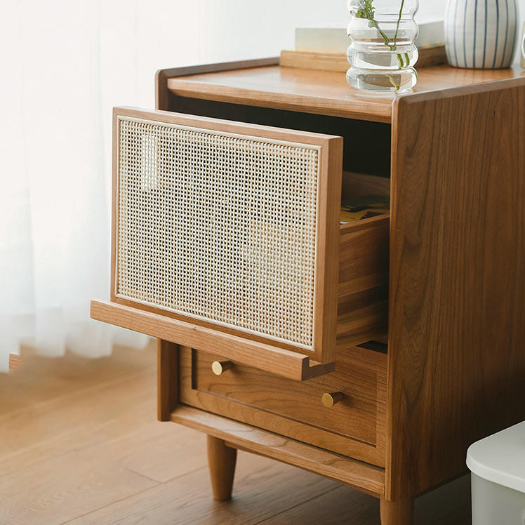 Wicker & Rattan Moderner Nachttisch Massivholz Aufbewahrung Nachttisch