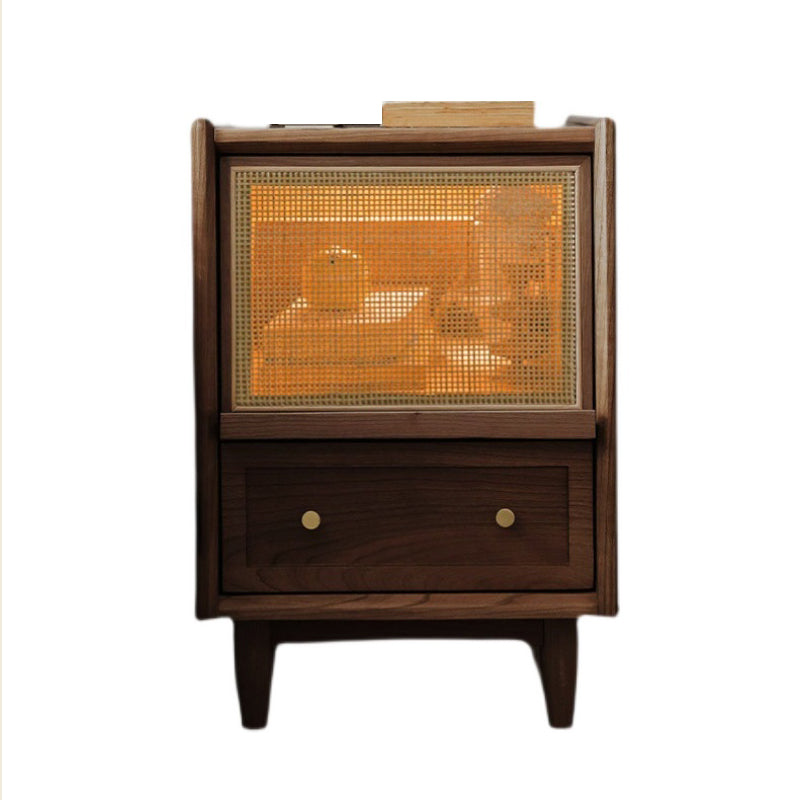 Wicker & Rattan Moderner Nachttisch Massivholz Aufbewahrung Nachttisch