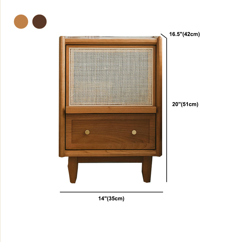 Wicker & Rattan Moderner Nachttisch Massivholz Aufbewahrung Nachttisch