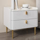 Glam Accent Table Nightstand Faux Marble and Solid Wood Nightstand with Legs