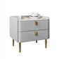 Glam Accent Table Nightstand Faux Marble and Solid Wood Nightstand with Legs