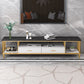 Glam Stone Top TV Stand 2-Drawer 17.7" H TV Console with Shelves Black-Gold Clearhalo 'furn' 'furn_tv_stands_entertainment_centers' 'Furniture' 'Living Room Furniture' 'TV Stands & Entertainment Centers' 'TV Stands & Media Storage Furniture' 'tv_stands_entertainment_centers' 5798432