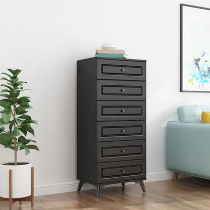 Contemporary Soft-Close Drawers Storage Chest Wood Dresser with Metal Feet 23.6"L x 15.7"W x 51.4"H Black