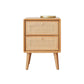Wicker & Rattan Modern Night Table Solid Wood 2-Drawer Storage Nightstand