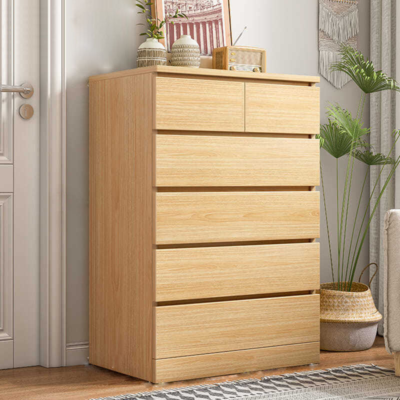 Contemporary Chest Dresser Wooden Storage Chest with Soft-Close Drawers 24"L x 16"W x 43"H Light Brown 5 Clearhalo 'Bedroom Furniture' 'Dressers & Chests' 'dressers_chests' 'furn' 'furn_dressers_chests' 'Furniture' 5799151