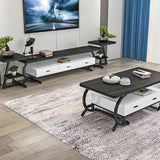 Consola de medios de televisión de Glam Slate Top 3 Cajones Metallic Stand Console