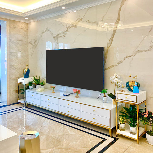 Console TV in vetro lussuoso con console TV da 19,69 "H TV con cassetti