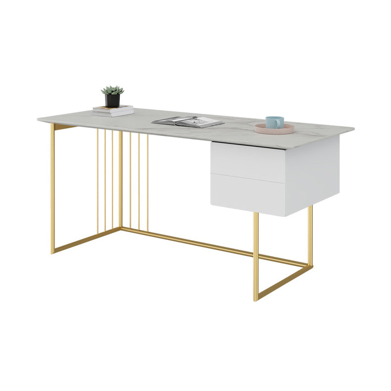 Glam Office Desk 23.62"Wide Curved Executive Desk with 2 Storage Drawers