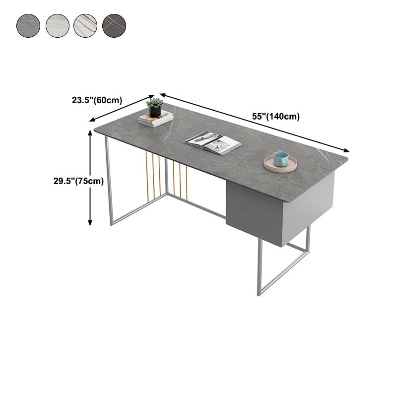Glam Office Desk 23.62"Wide Curved Executive Desk with 2 Storage Drawers