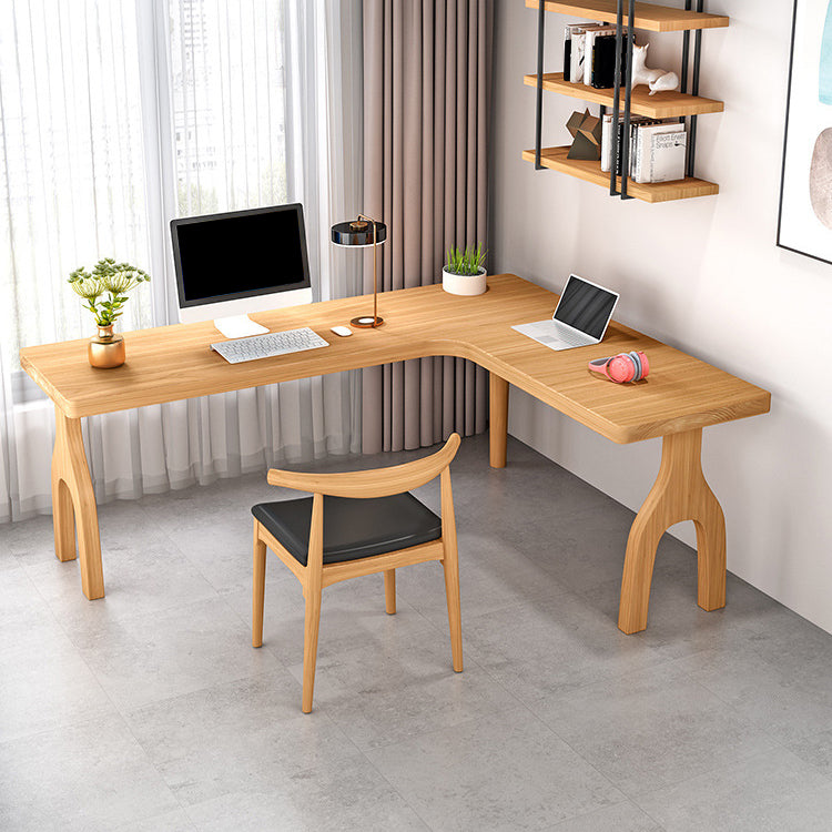 Contemporary Style L-Shape Home Wrting Desk Simple Solid Wood Working Writing Desk 63"L x 63"W x 29.5"H Clearhalo 'furn' 'furn_office_desk' 'Furniture' 'Office Desks' 'Office Furniture' 'office_desk' 5799737
