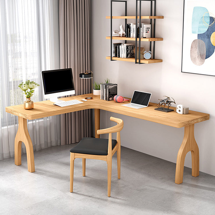 Contemporary Style L-Shape Home Wrting Desk Simple Solid Wood Working Writing Desk Clearhalo 'furn' 'furn_office_desk' 'Furniture' 'Office Desks' 'Office Furniture' 'office_desk' 5799745