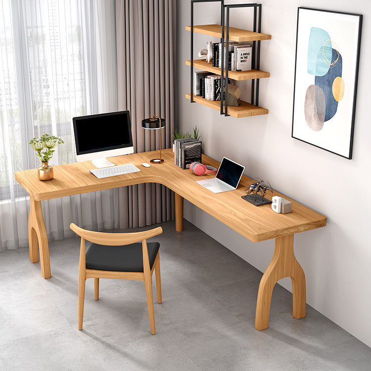 Contemporary Style L-Shape Home Wrting Desk Simple Solid Wood Working Writing Desk Clearhalo 'furn' 'furn_office_desk' 'Furniture' 'Office Desks' 'Office Furniture' 'office_desk' 5799746