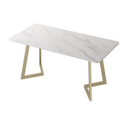 Contemporary Office Desk 29.53-inch Rectangular Writing Desk Gold-White Clearhalo 'furn' 'furn_office_desk' 'Furniture' 'Office Desks' 'Office Furniture' 'office_desk' 5799822