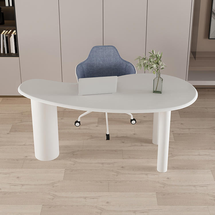 29.5" H White Irregular Shape Working Writing Desk Modern Style Desk for Office Clearhalo 'furn' 'furn_office_desk' 'Furniture' 'Office Desks' 'Office Furniture' 'office_desk' 5799943