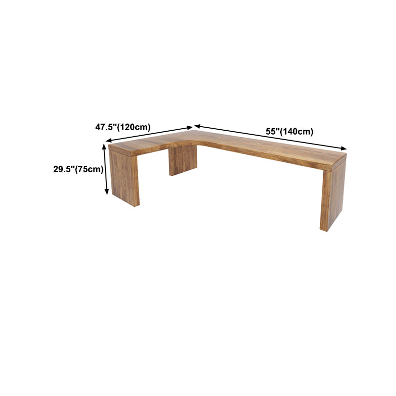 Solid Wood L-Shape Writing Desk Brown 29.6-inch High Office Desk for Home and Office Clearhalo 'furn' 'furn_office_desk' 'Furniture' 'Office Desks' 'Office Furniture' 'office_desk' 5800032
