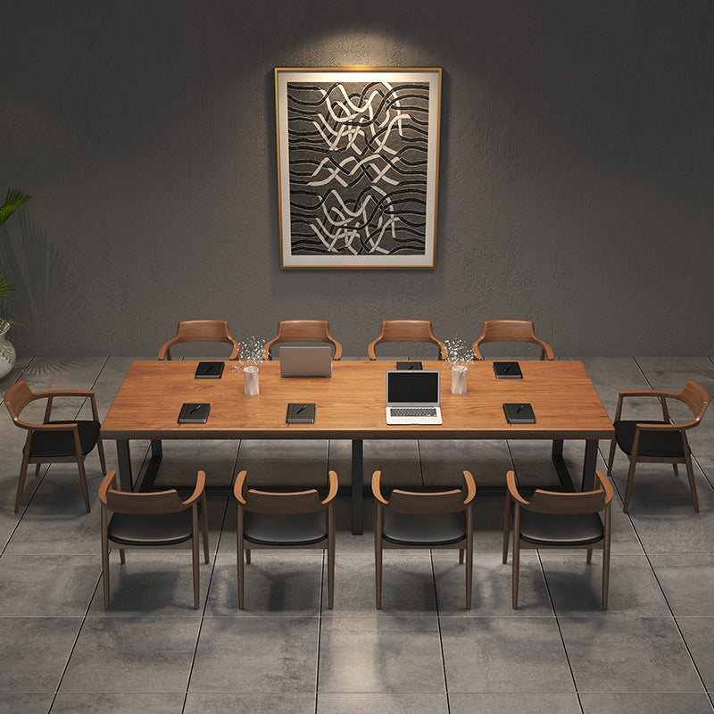 Escritorio de oficina industrial rectangular escritorio de madera y metal de madera y metal en natural