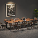 Escritorio de oficina industrial rectangular escritorio de madera y metal de madera y metal en natural