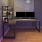 Solid Wood Modern Writing Desk L-Shaped Brown Office Desk for Office and Book Room