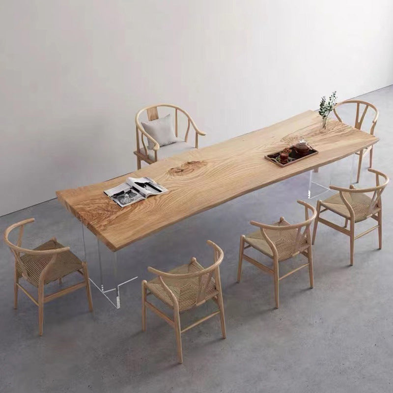 Escritorio de oficina moderno de 30 "H escritorio de oficina acrílico de madera maciza natural