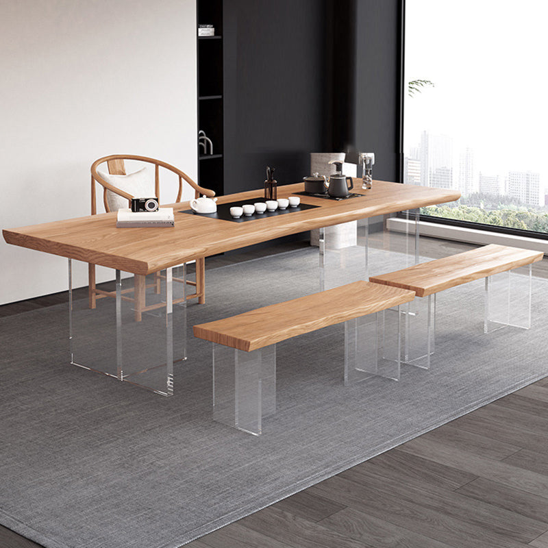 Escritorio de oficina moderno de 30 "H escritorio de oficina acrílico de madera maciza natural