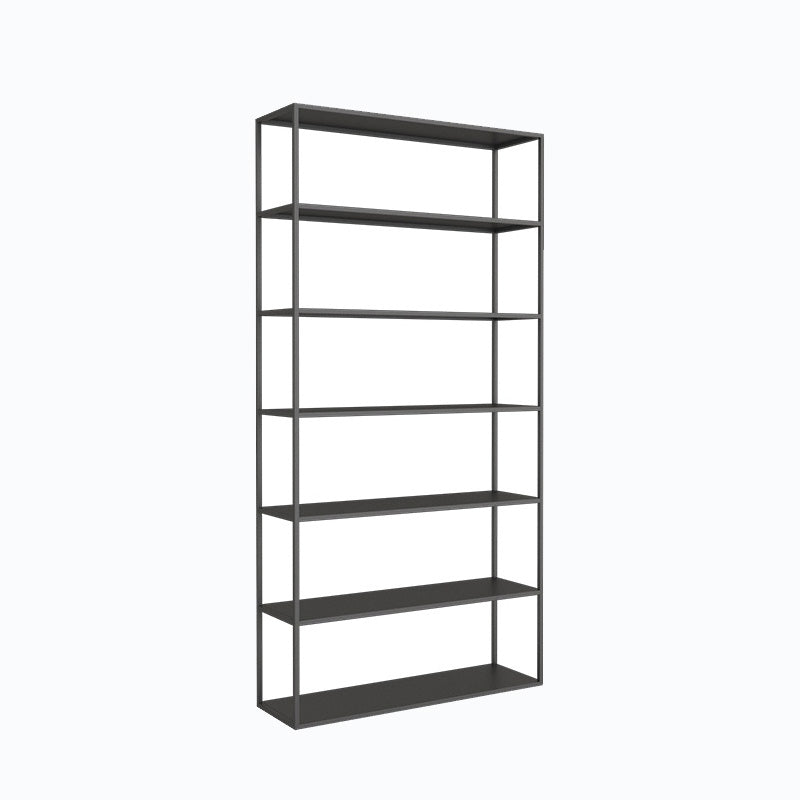 Modern Open Storage Bookcase 9.8" W Iron Frame Bookshelf with Shelves 39"L x 10"W x 71"H Black Clearhalo 'Bookcases' 'furn' 'furn_bookcases' 'Furniture' 'Office Furniture' 5800335