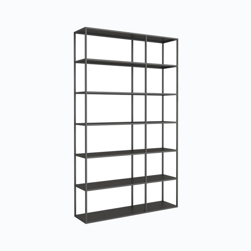 Modern Open Storage Bookcase 9.8" W Iron Frame Bookshelf with Shelves 47"L x 10"W x 71"H Black Clearhalo 'Bookcases' 'furn' 'furn_bookcases' 'Furniture' 'Office Furniture' 5800336