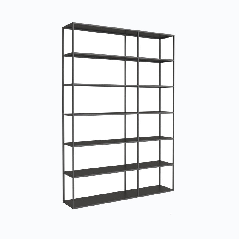 Modern Open Storage Bookcase 9.8" W Iron Frame Bookshelf with Shelves 55"L x 10"W x 71"H Black Clearhalo 'Bookcases' 'furn' 'furn_bookcases' 'Furniture' 'Office Furniture' 5800338