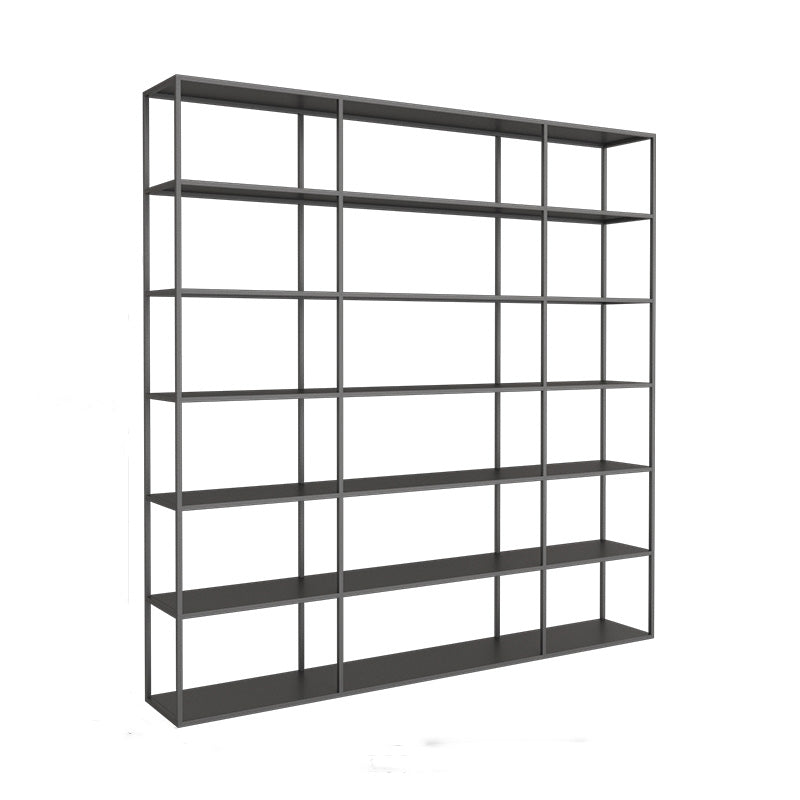 Modern Open Storage Bookcase 9.8" W Iron Frame Bookshelf with Shelves 78.7"L x 9.8"W x 70.9"H Black Clearhalo 'Bookcases' 'furn' 'furn_bookcases' 'Furniture' 'Office Furniture' 5800342