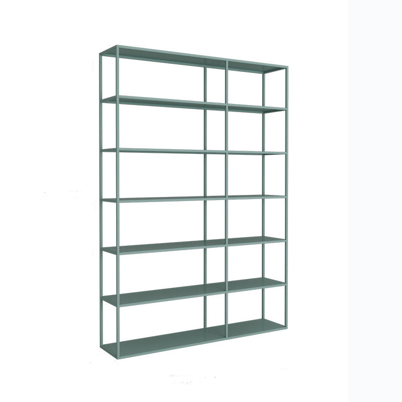 Modern Open Storage Bookcase 9.8" W Iron Frame Bookshelf with Shelves 55"L x 10"W x 71"H Green Clearhalo 'Bookcases' 'furn' 'furn_bookcases' 'Furniture' 'Office Furniture' 5800349