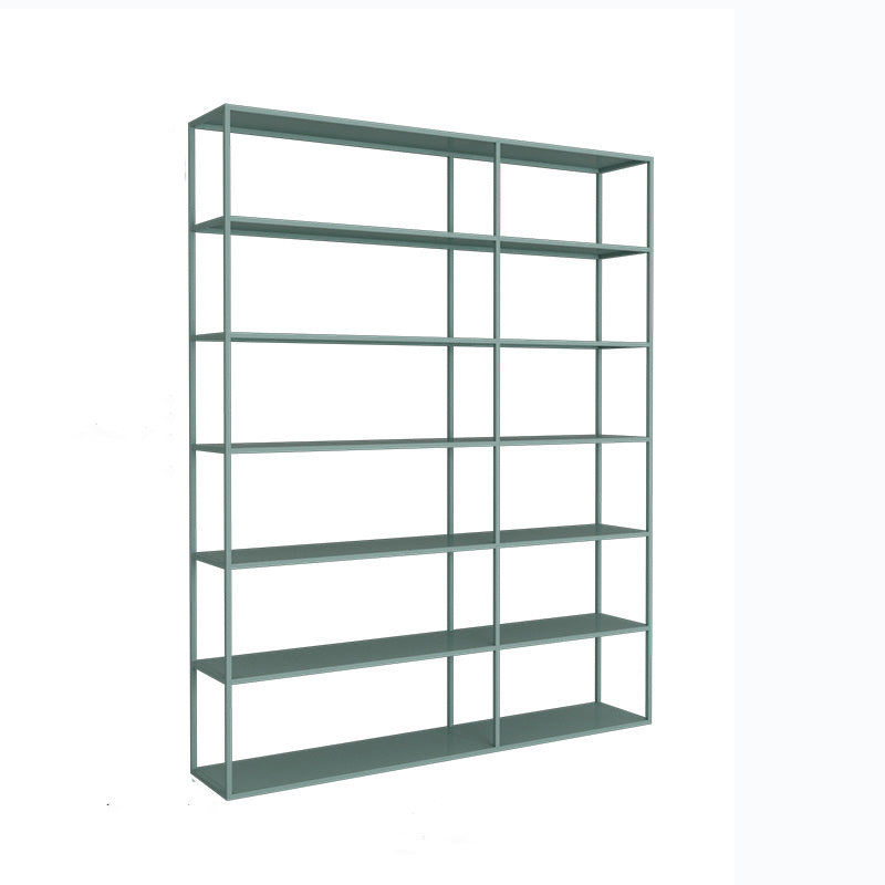 Modern Open Storage Bookcase 9.8" W Iron Frame Bookshelf with Shelves 63"L x 9.8"W x 70.9"H Green Clearhalo 'Bookcases' 'furn' 'furn_bookcases' 'Furniture' 'Office Furniture' 5800350