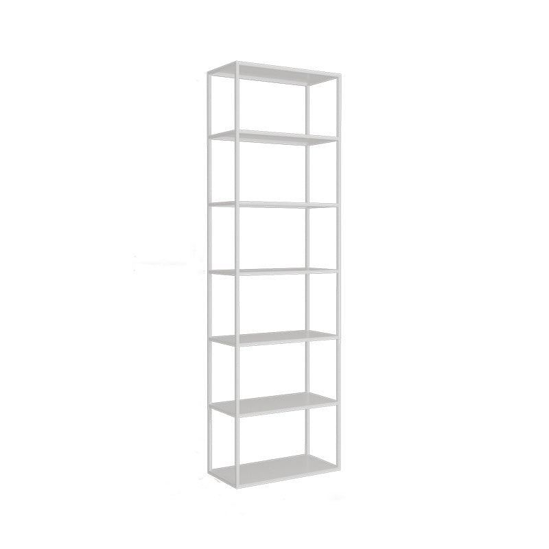 Modern Open Storage Bookcase 9.8" W Iron Frame Bookshelf with Shelves 24"L x 10"W x 71"H White Clearhalo 'Bookcases' 'furn' 'furn_bookcases' 'Furniture' 'Office Furniture' 5800352