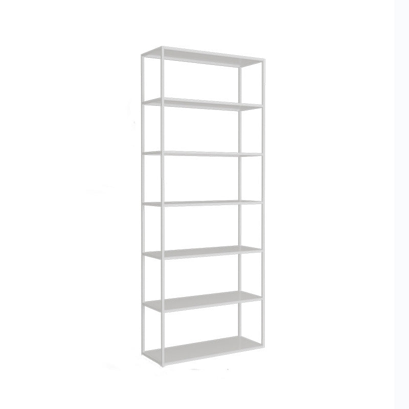 Modern Open Storage Bookcase 9.8" W Iron Frame Bookshelf with Shelves 31"L x 10"W x 71"H White Clearhalo 'Bookcases' 'furn' 'furn_bookcases' 'Furniture' 'Office Furniture' 5800353