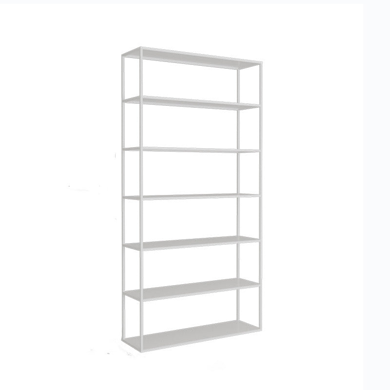 Modern Open Storage Bookcase 9.8" W Iron Frame Bookshelf with Shelves 39"L x 10"W x 71"H White Clearhalo 'Bookcases' 'furn' 'furn_bookcases' 'Furniture' 'Office Furniture' 5800354