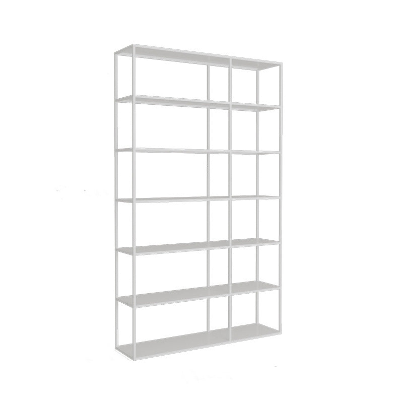 Modern Open Storage Bookcase 9.8" W Iron Frame Bookshelf with Shelves 47"L x 10"W x 71"H White Clearhalo 'Bookcases' 'furn' 'furn_bookcases' 'Furniture' 'Office Furniture' 5800355